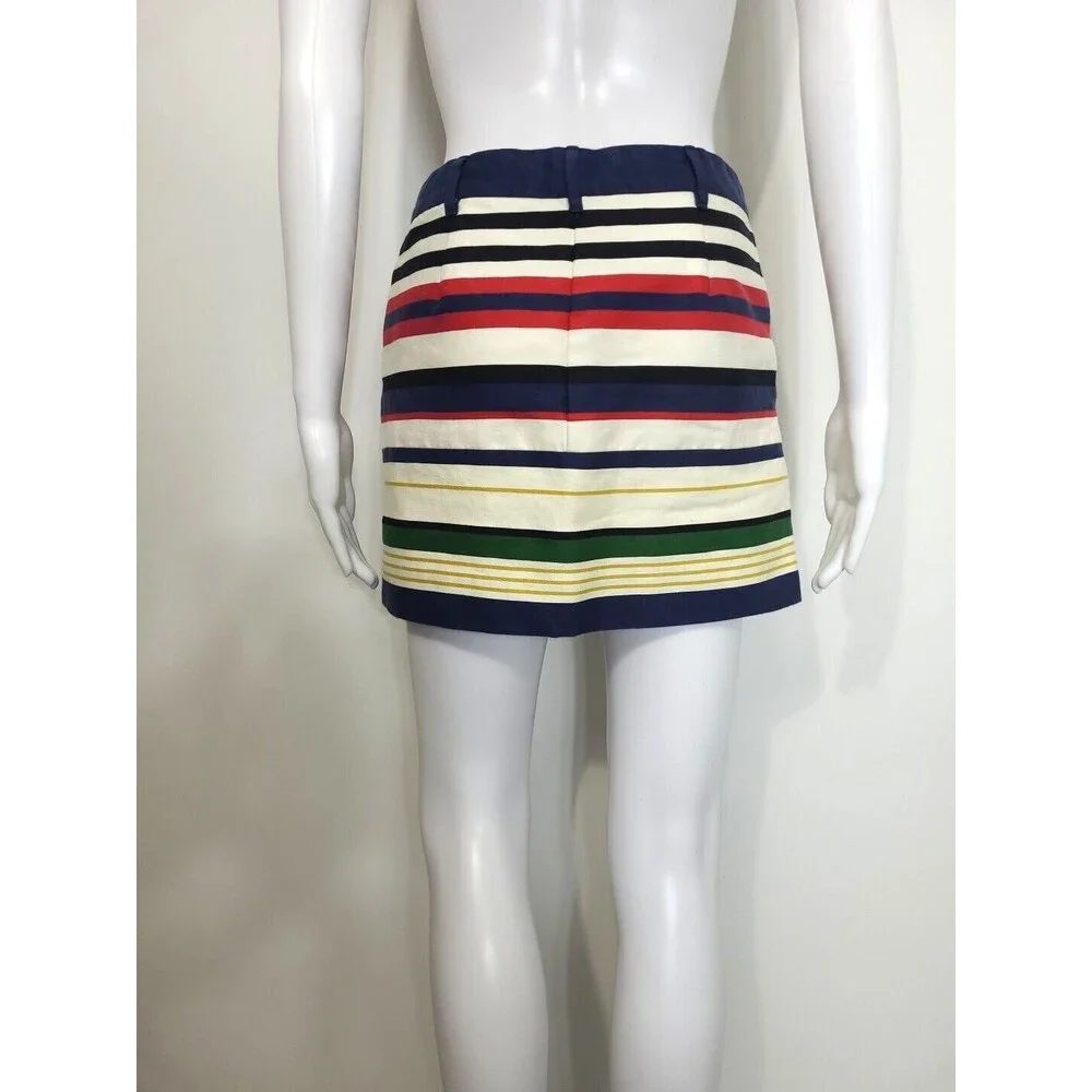 J Crew Mini Skirt Size 0 Multicolor Striped - Picture 3 of 11